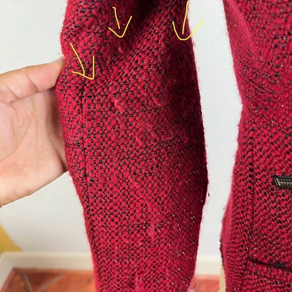 Rebecca Minkoff Red Tweed Zip Jacket - Picture 5 of 9